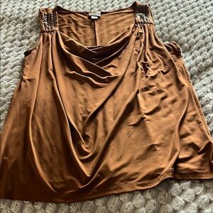 Brown Sleeveless Drape Top